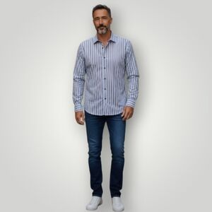 Tommy Bahama Jeans Island Modern Fit Shirt Mens L Striped Button‎ Down